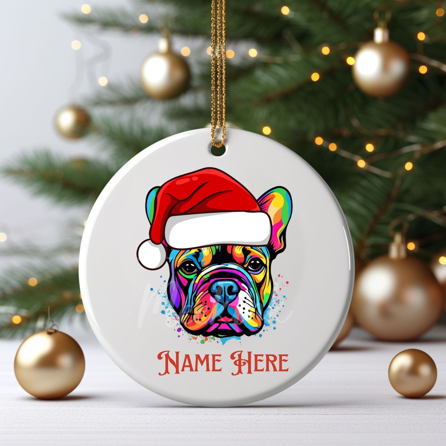 Santa Hat French Bulldog UVDTF or DTF Decal