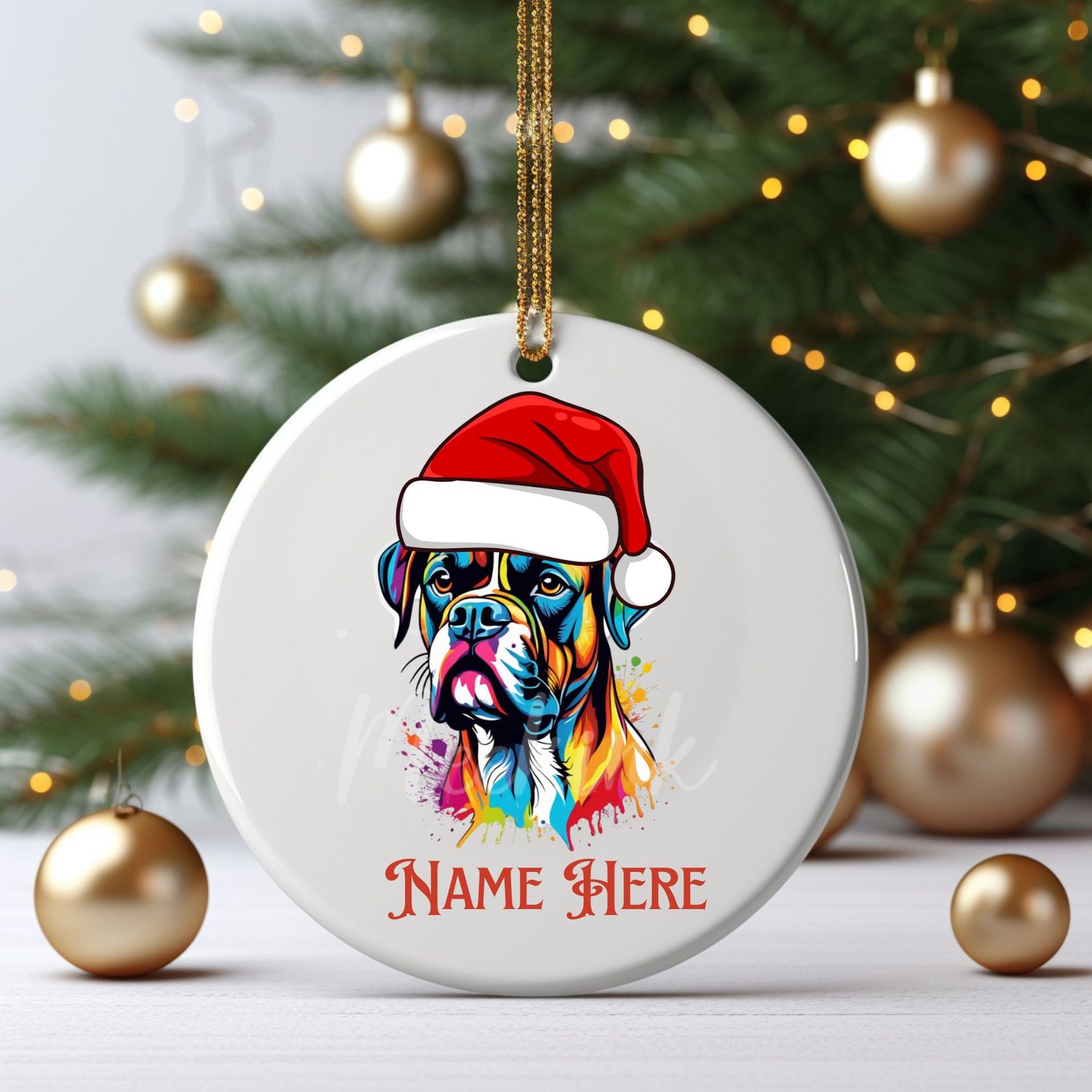 Santa Hat Boxer UVDTF or DTF Decal