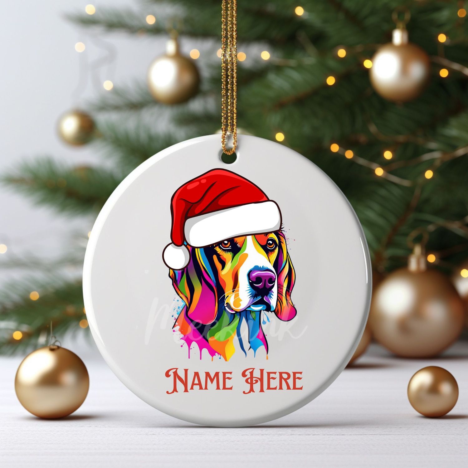 Santa Hat Beagle UVDTF or DTF Decal