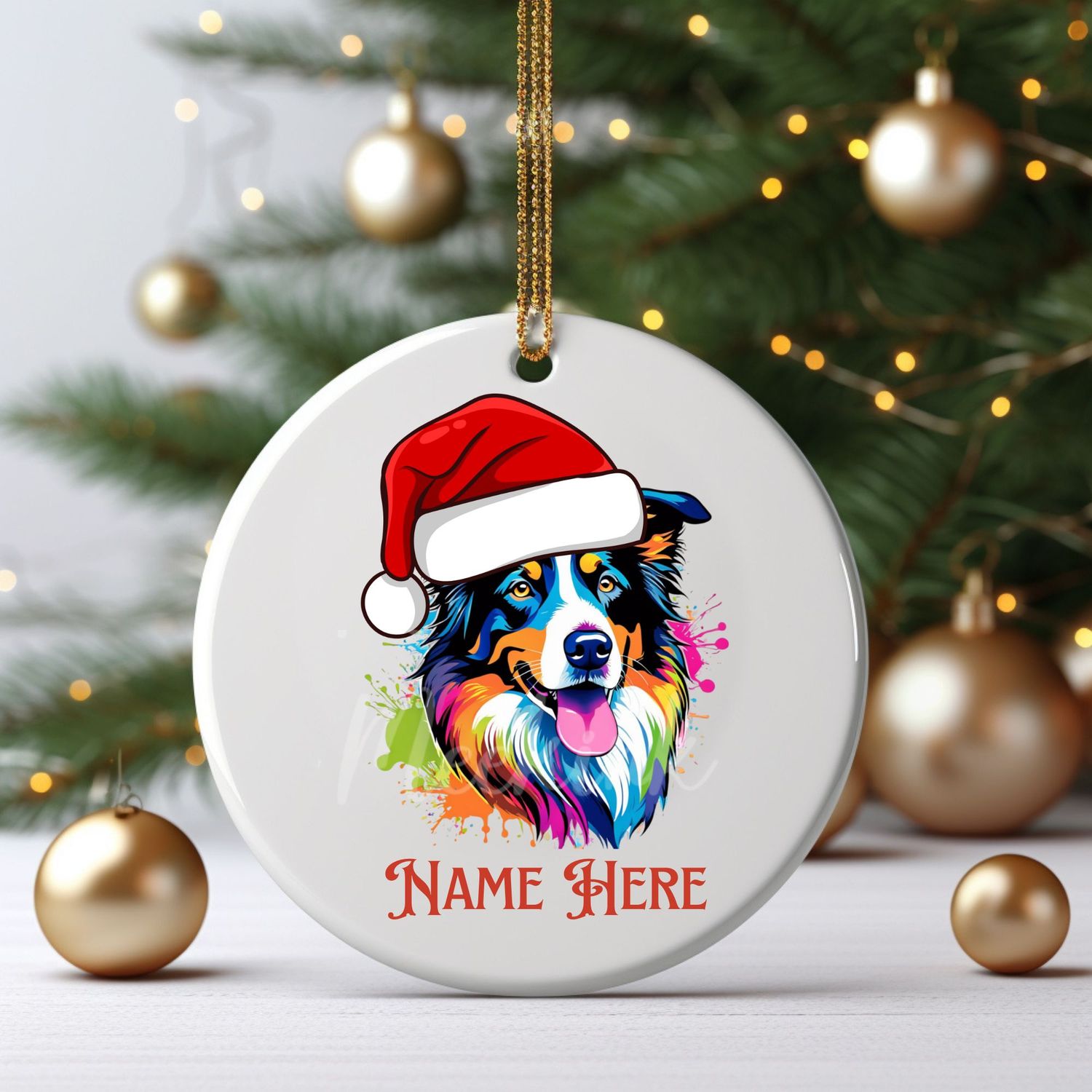 Santa Hat Border Collie UVDTF or DTF Decal