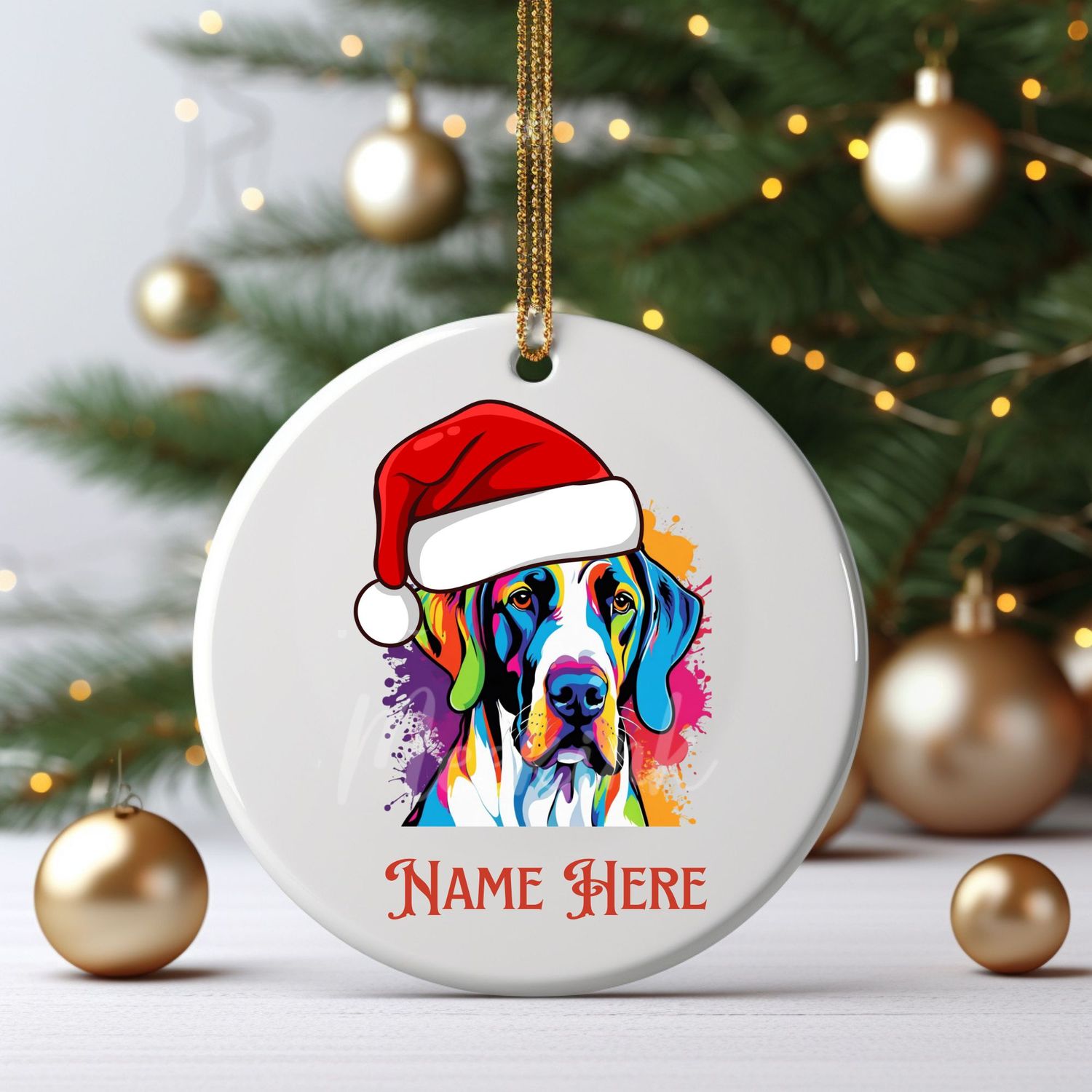 Santa Hat Great Dane UVDTF or DTF Decal