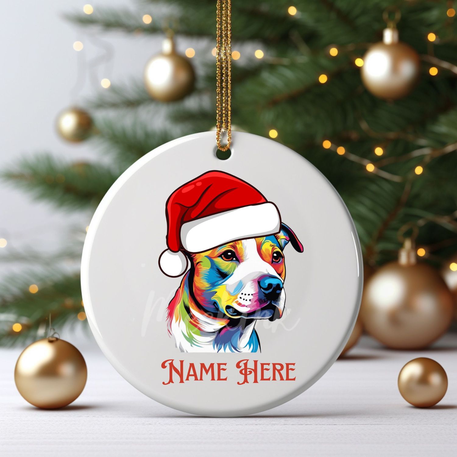 Santa Hat Staffie UVDTF or DTF Decal