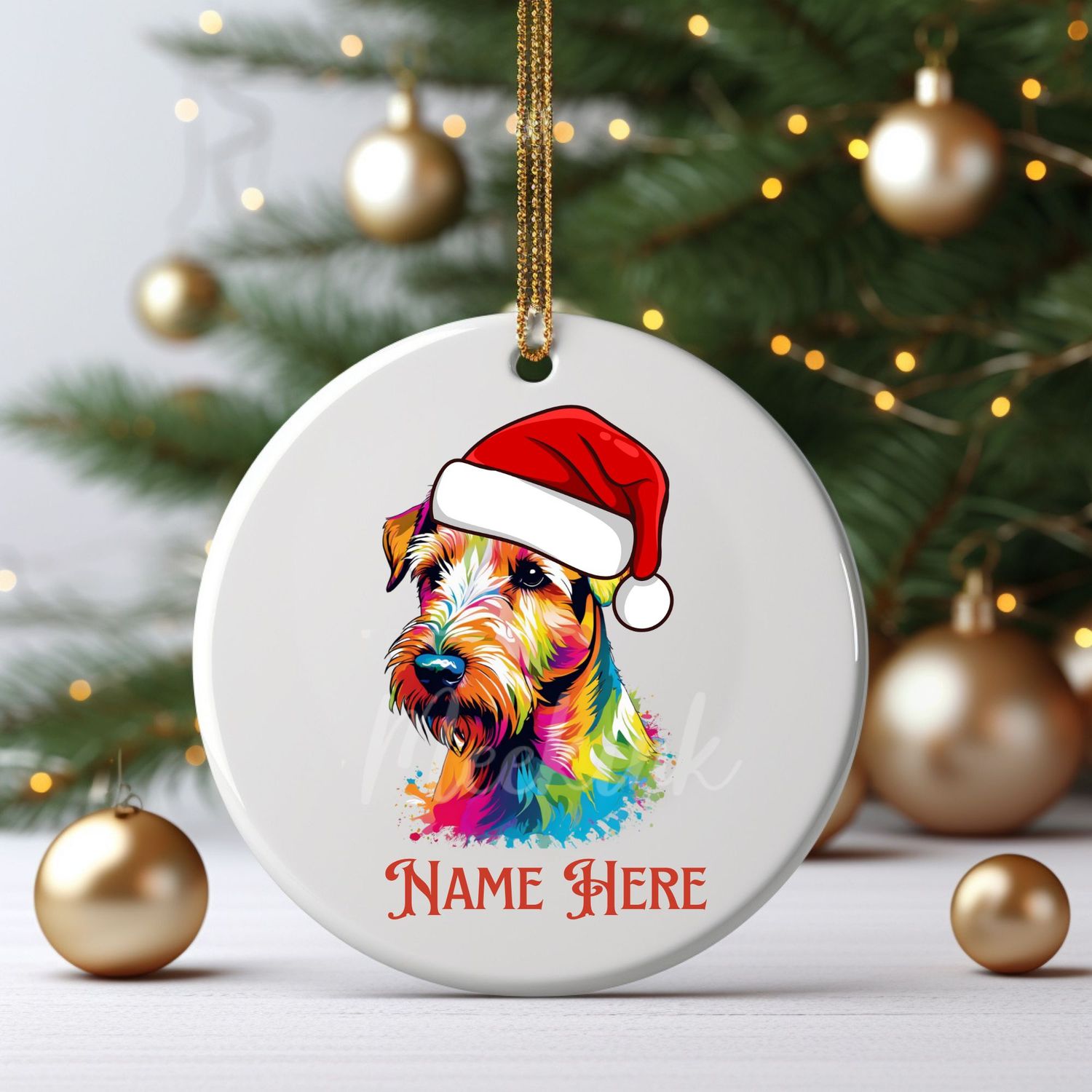 Santa Hat Lakeland Terrier UVDTF or DTF Decal