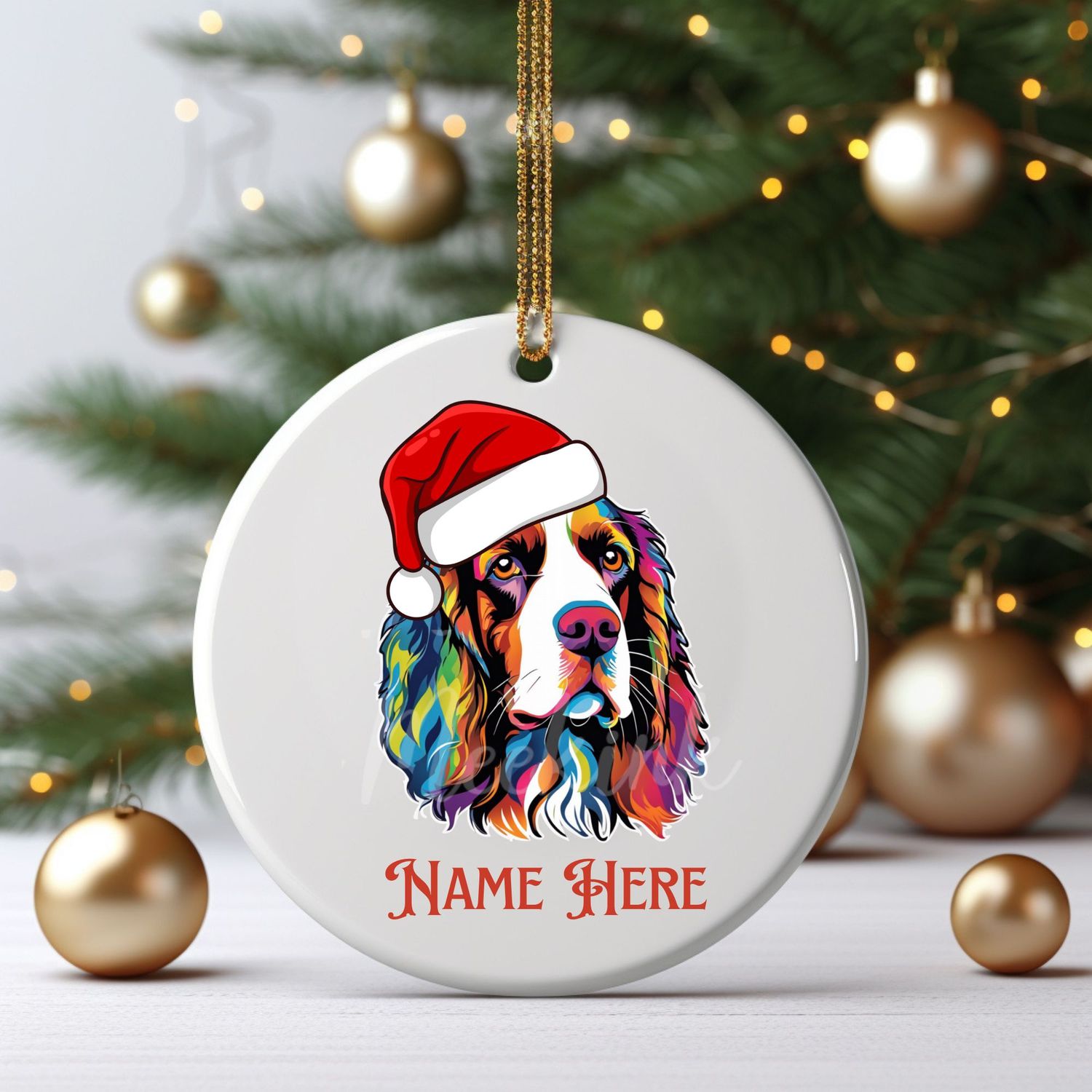 Santa Hat Springer Spaniel UVDTF or DTF Decal