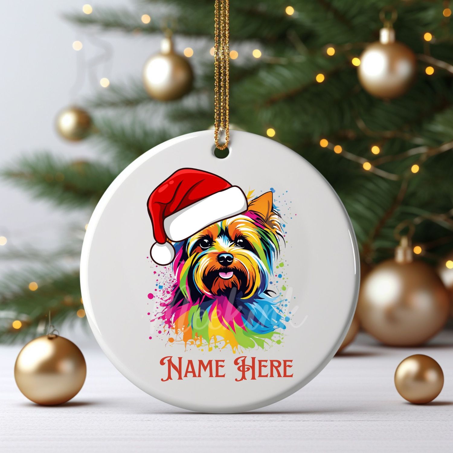 Santa Hat Chorkie UVDTF or DTF Decal