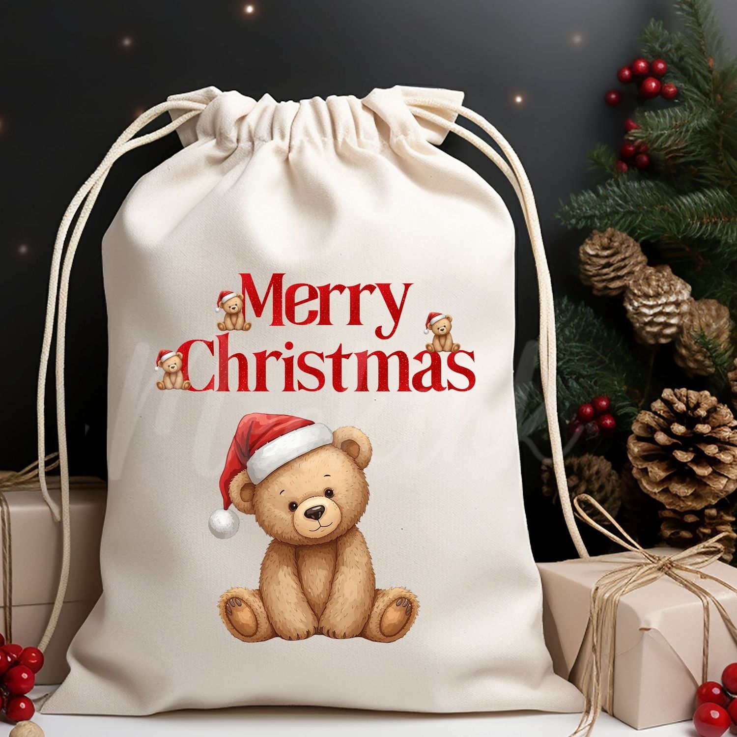 Merry Christmas Teddy DTF Decal