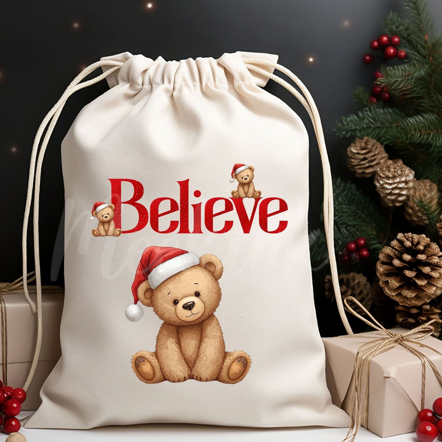 Christmas Teddy Believe DTF Decal