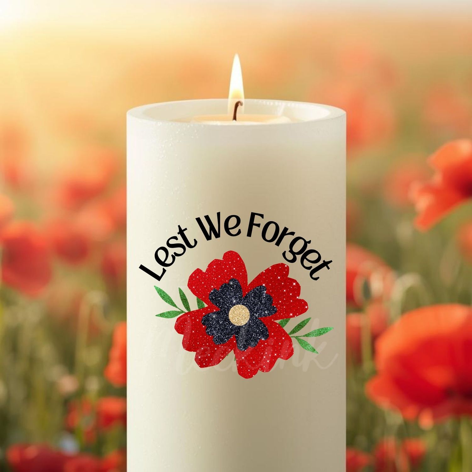 Poppy Memorial Lest We Forget UVDTF or DTF Decal