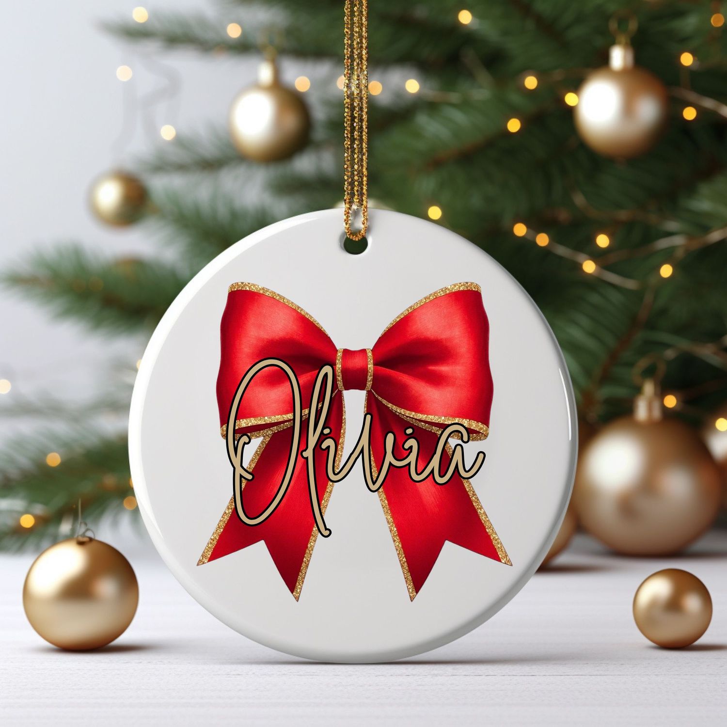 Christmas Bow Personalised UVDTF or DTF Decal
