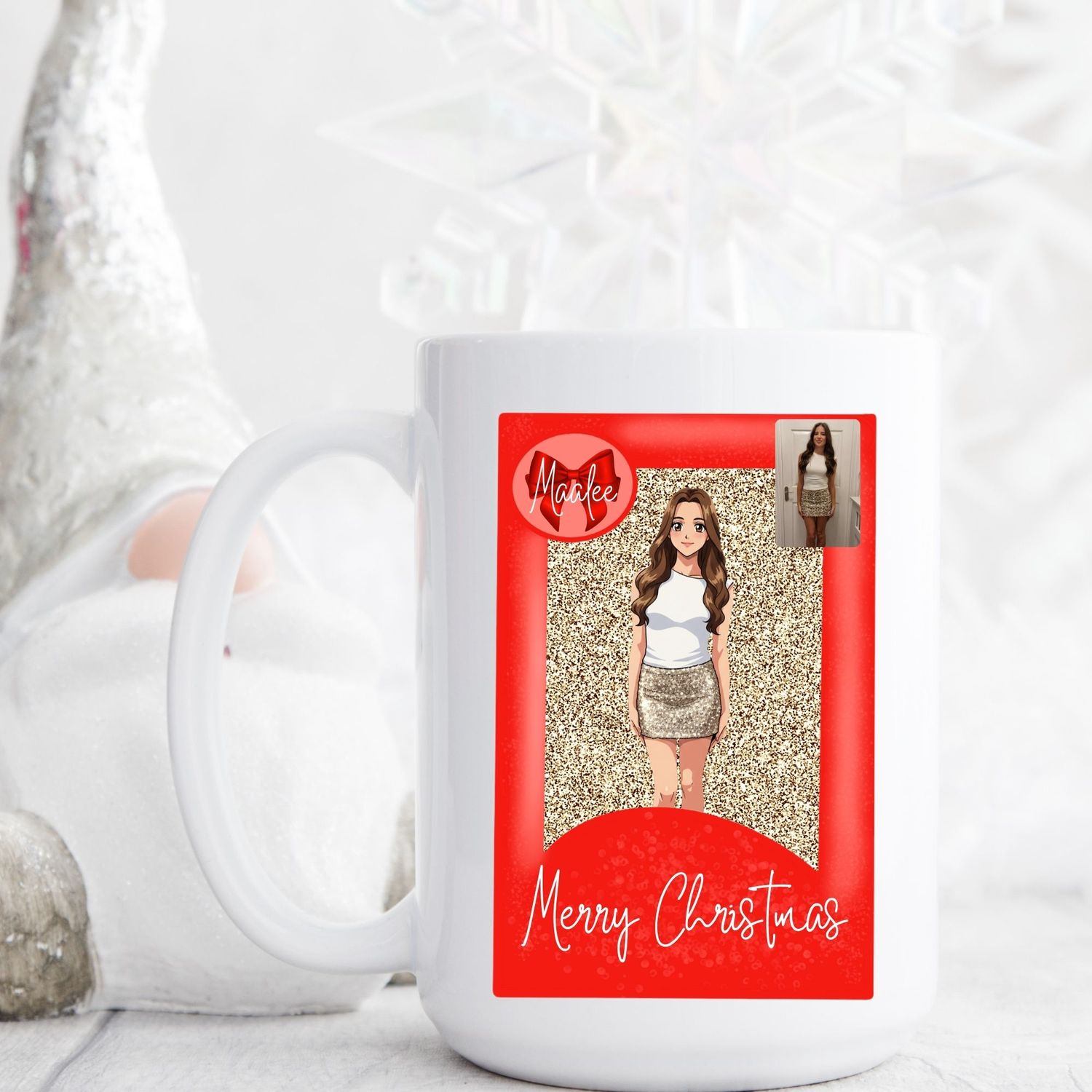 Christmas Box Doll Personalised Cartoon Effect Doll UVDTF or DTF Decal