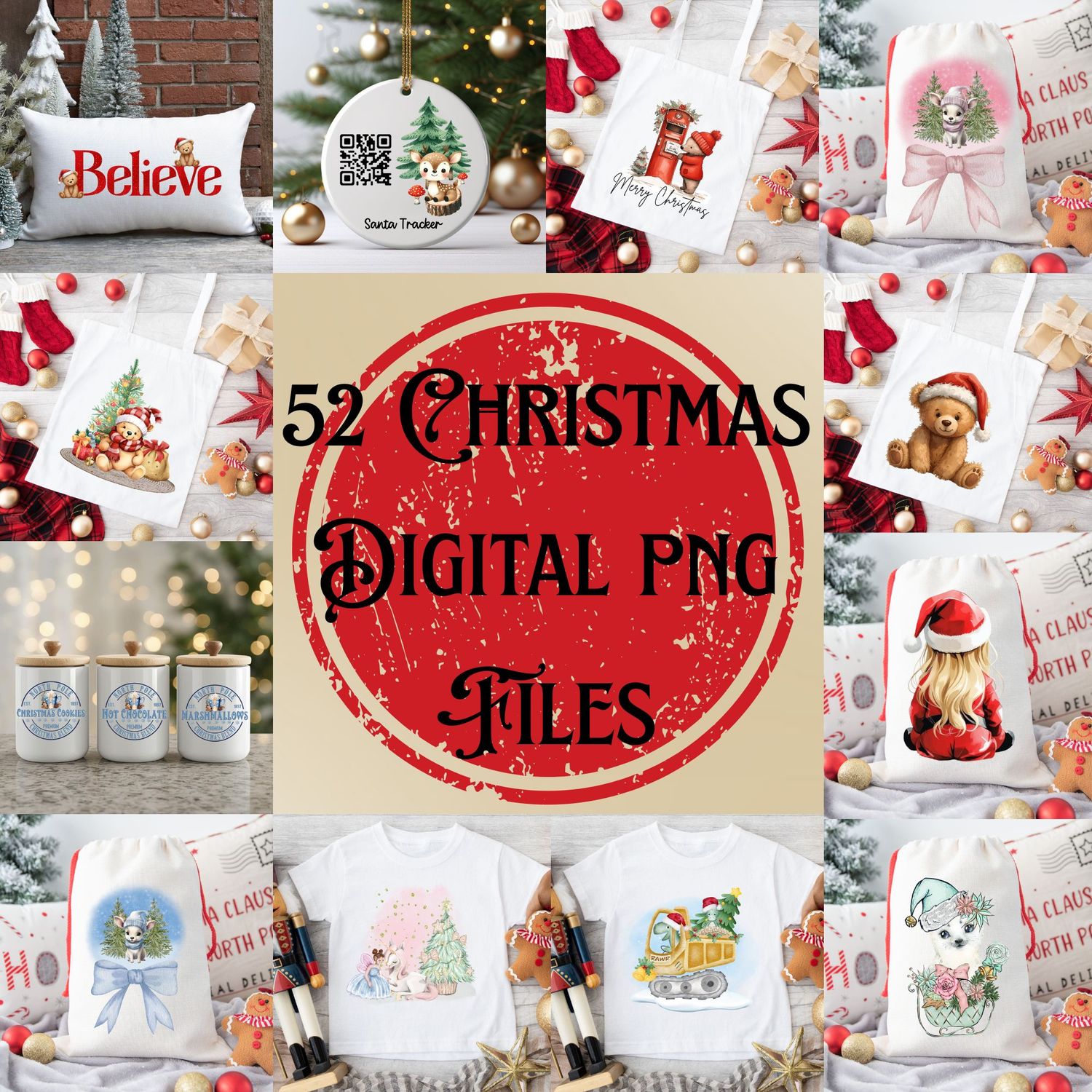 52 Christmas Digital PNG Files