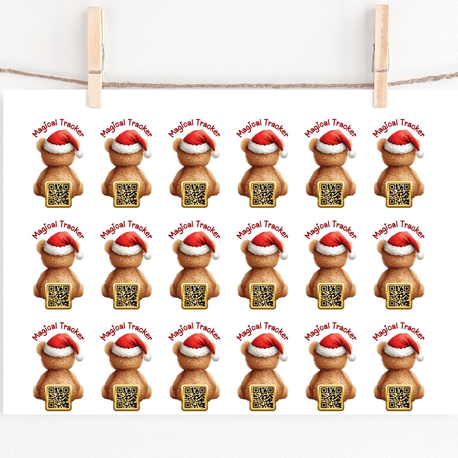Santa Tracker Christmas Back Facing Ted UVDTF or DTF Decals