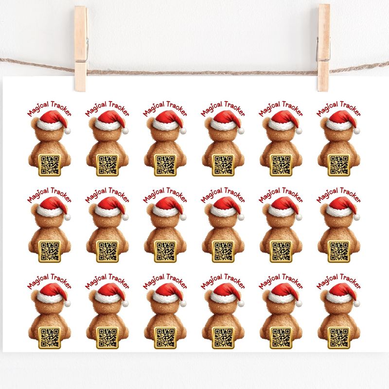 Santa Tracker Christmas Back Facing Ted UVDTF or DTF Decals