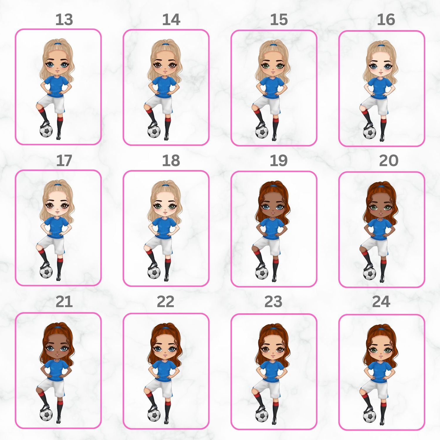 Football Girl Doll Design 1 UVDTF or DTF Decal