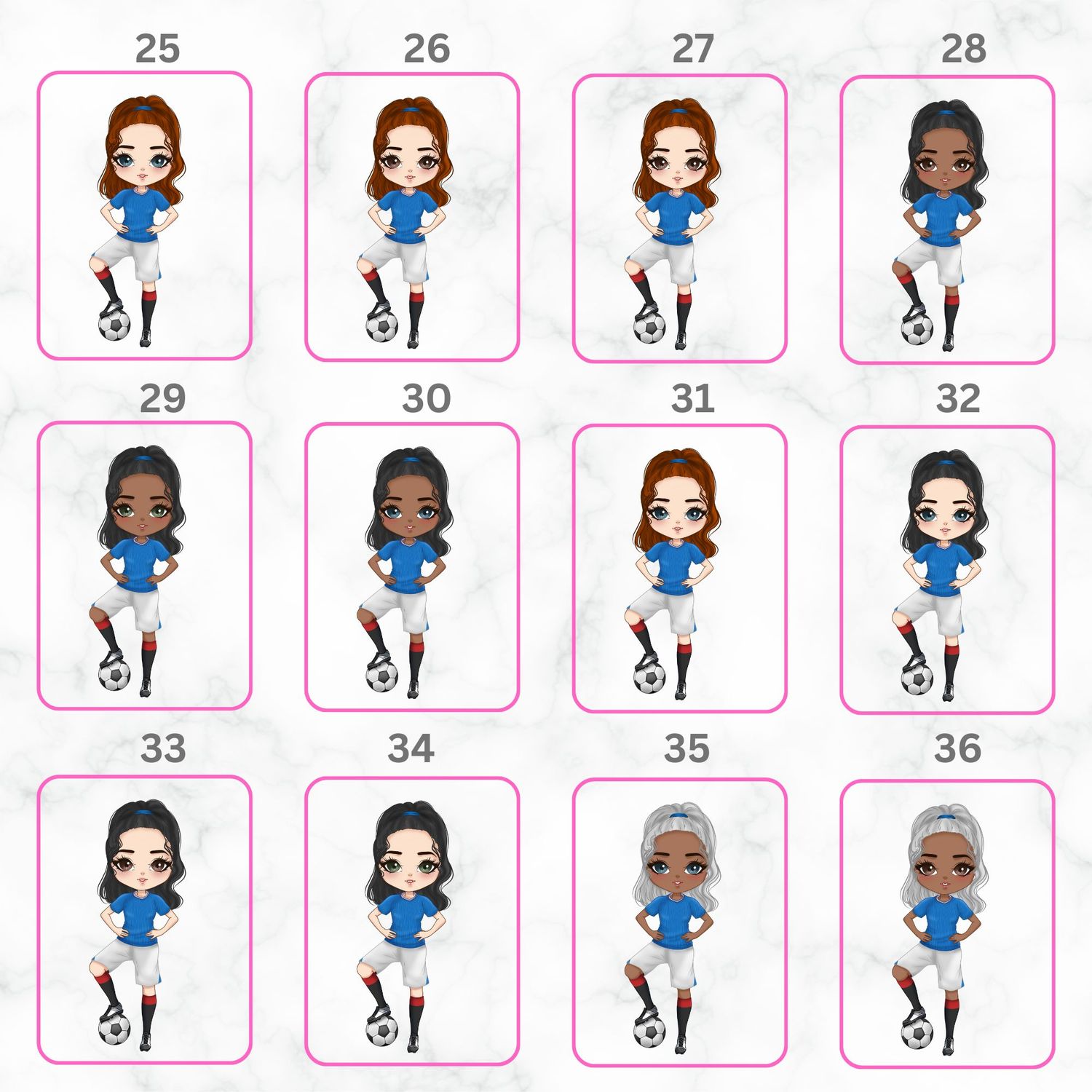 Football Girl Doll Design 1 UVDTF or DTF Decal