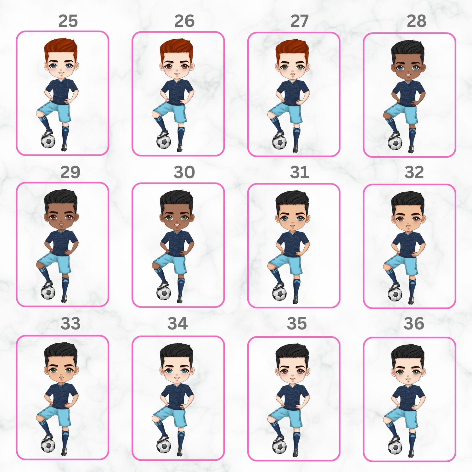 Football Boy Doll Design 3 UVDTF or DTF Decal