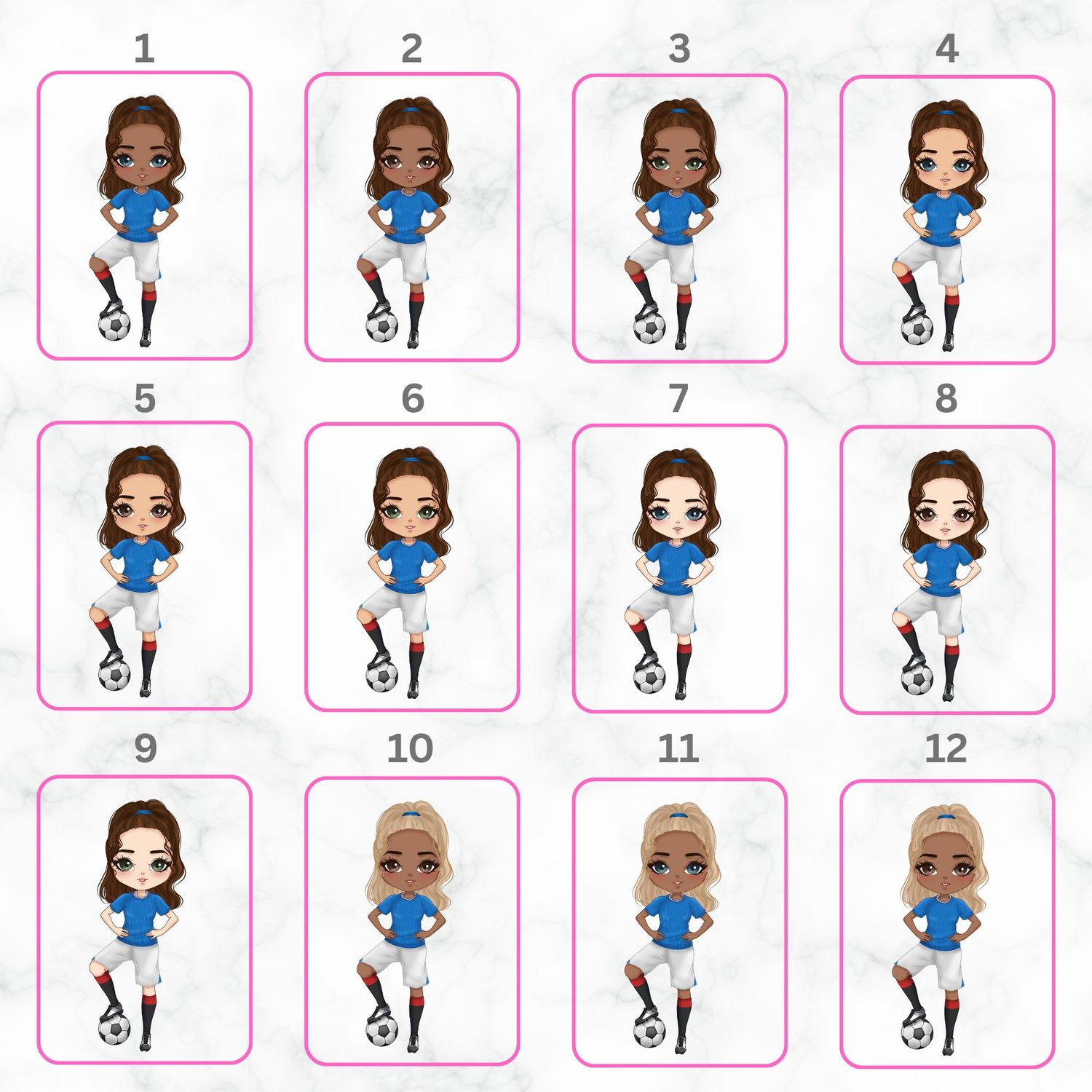Football Girl Doll Design 1 UVDTF or DTF Decal