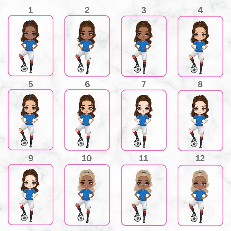 Football Girl Doll Design 1 UVDTF or DTF Decal