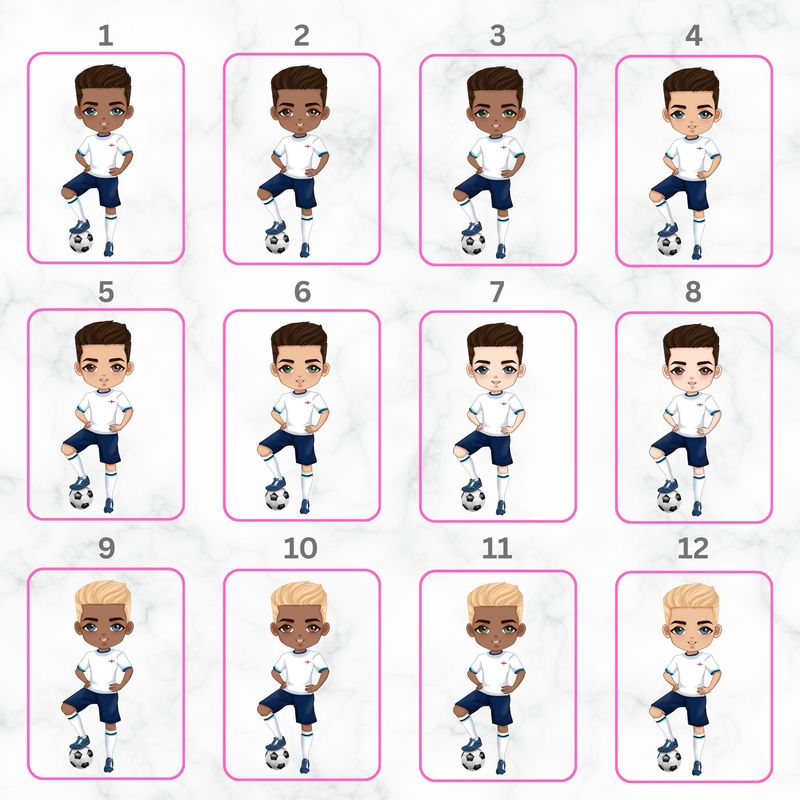 Football Boy Doll Design 10 UVDTF or DTF Decal