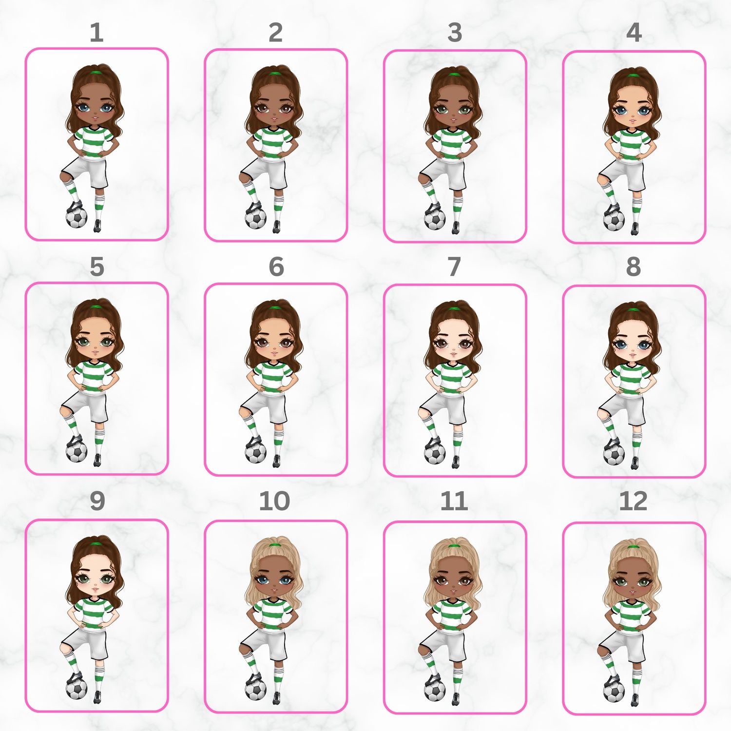 Football Girl Doll Design 2 UVDTF or DTF Decal