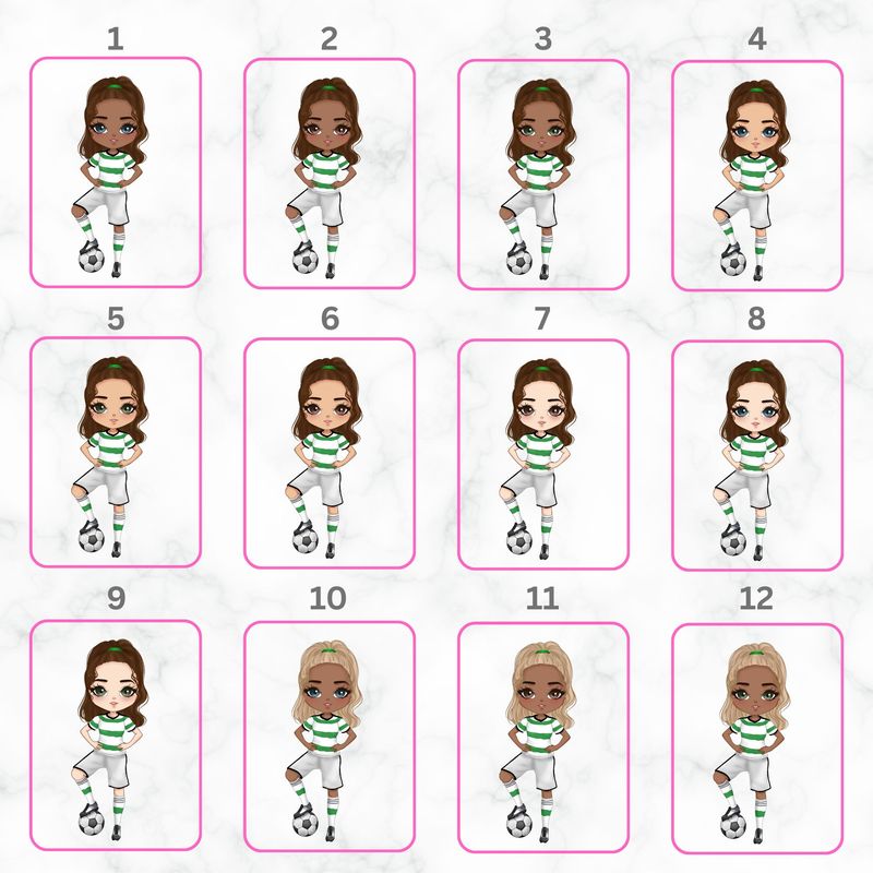 Football Girl Doll Design 2 UVDTF or DTF Decal