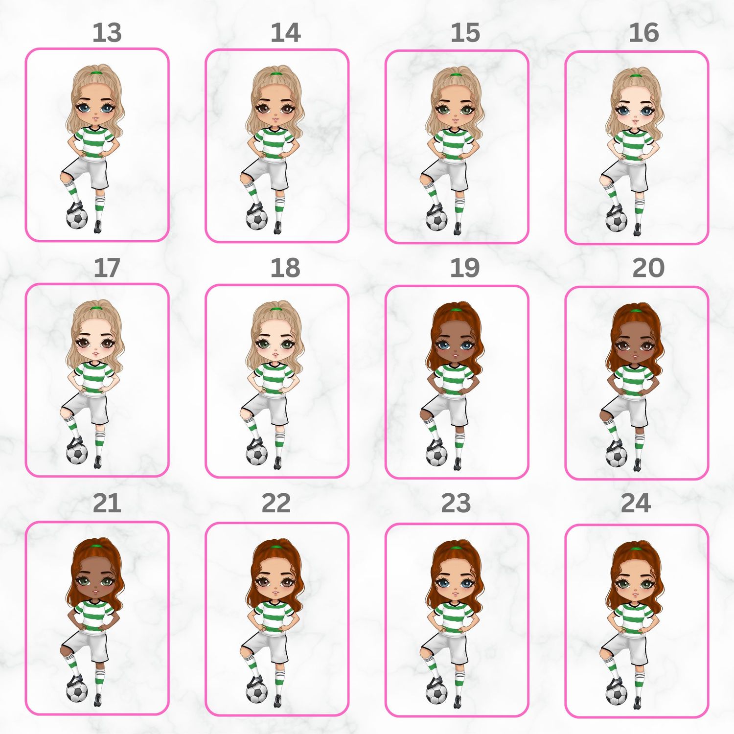 Football Girl Doll Design 2 UVDTF or DTF Decal