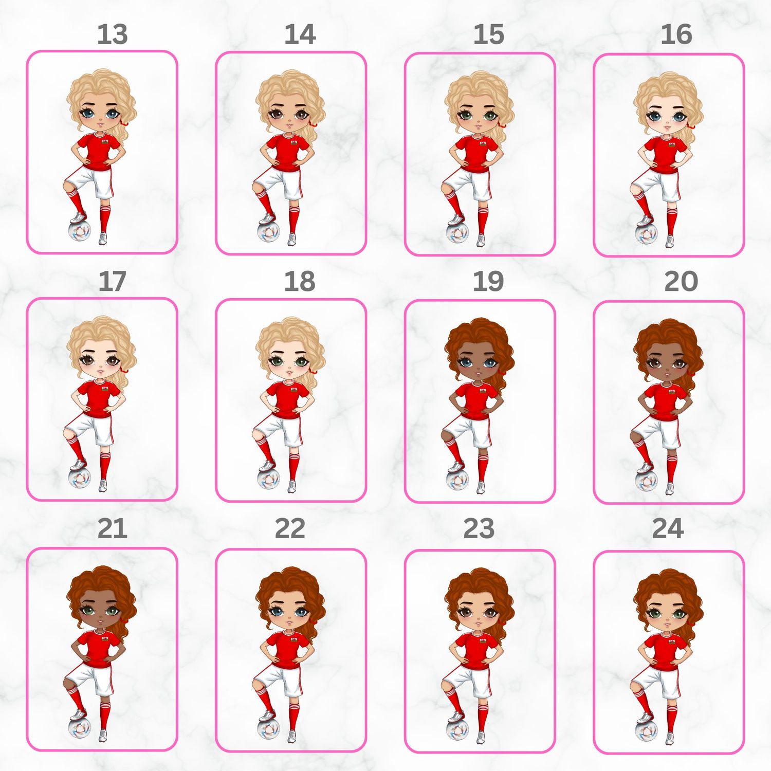 Football Girl Doll Design 3 UVDTF or DTF Decal