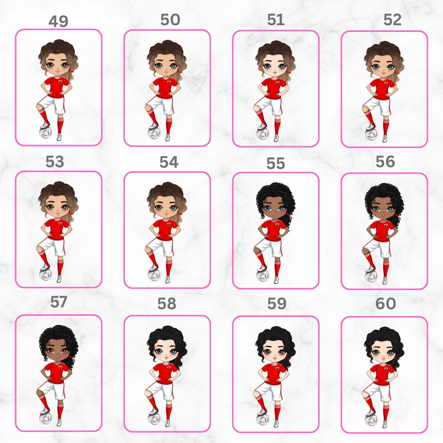 Football Girl Doll Design 3 UVDTF or DTF Decal