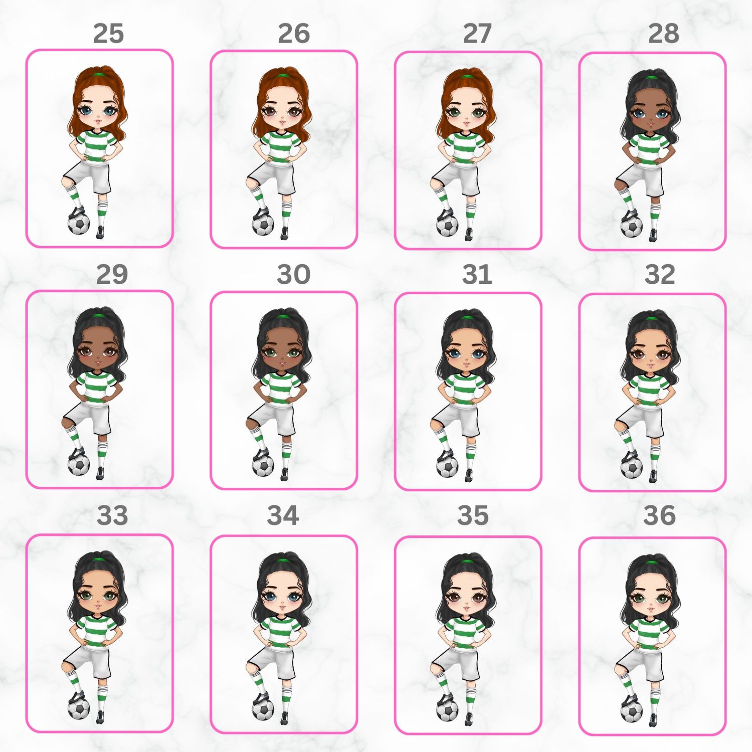 Football Girl Doll Design 2 UVDTF or DTF Decal