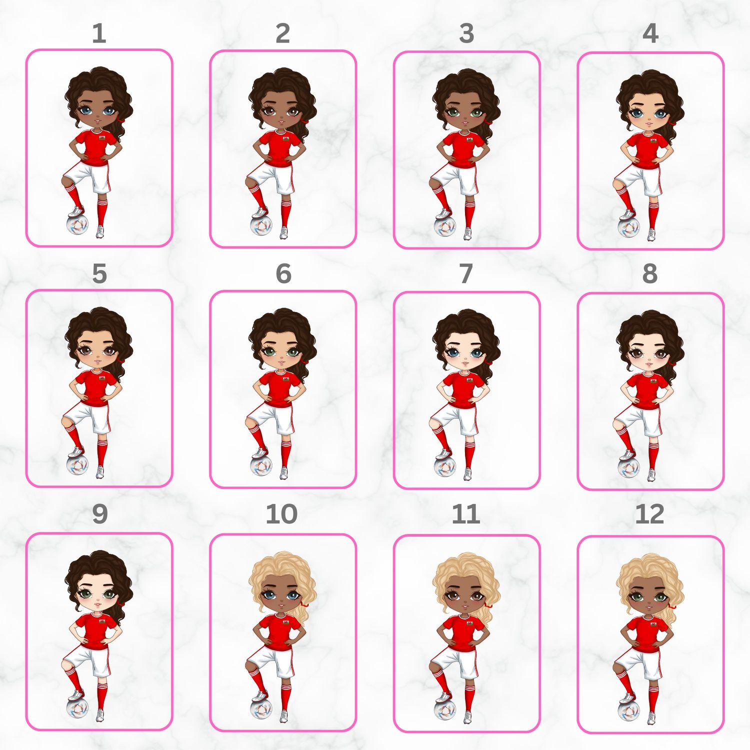 Football Girl Doll Design 3 UVDTF or DTF Decal