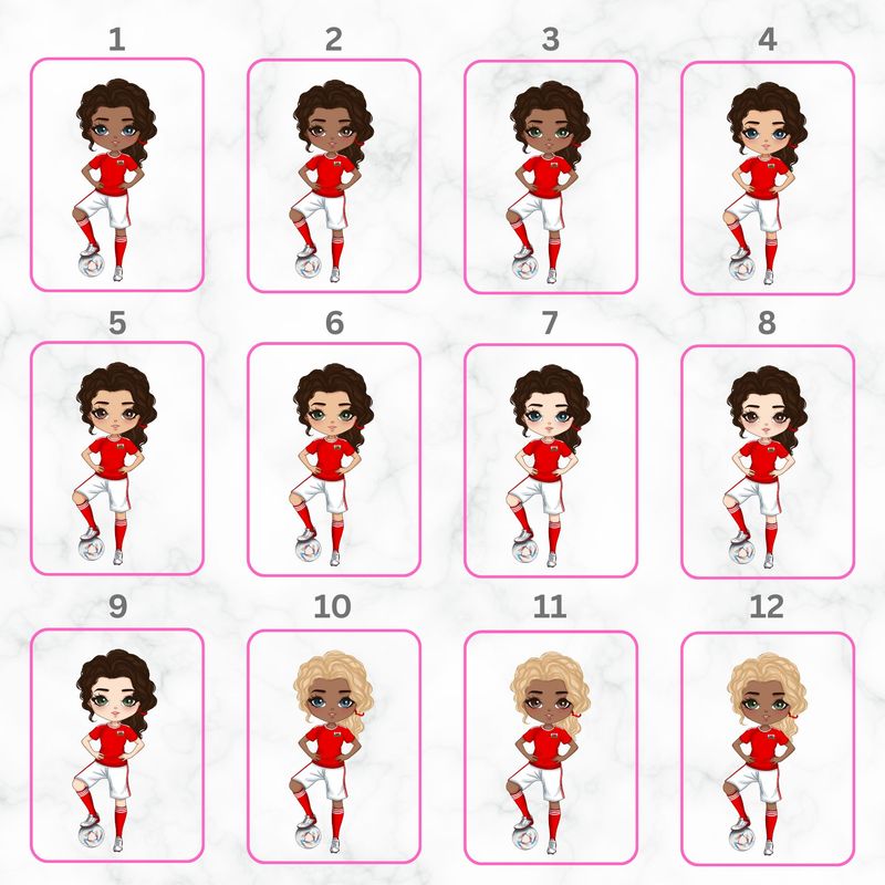 Football Girl Doll Design 3 UVDTF or DTF Decal