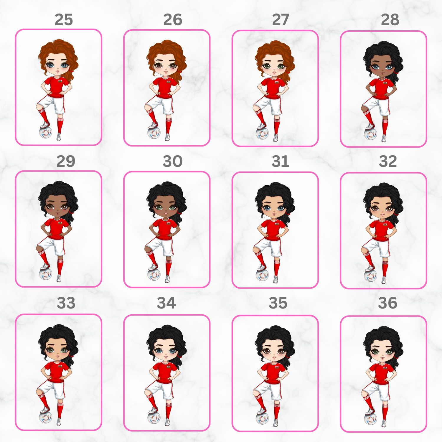 Football Girl Doll Design 3 UVDTF or DTF Decal