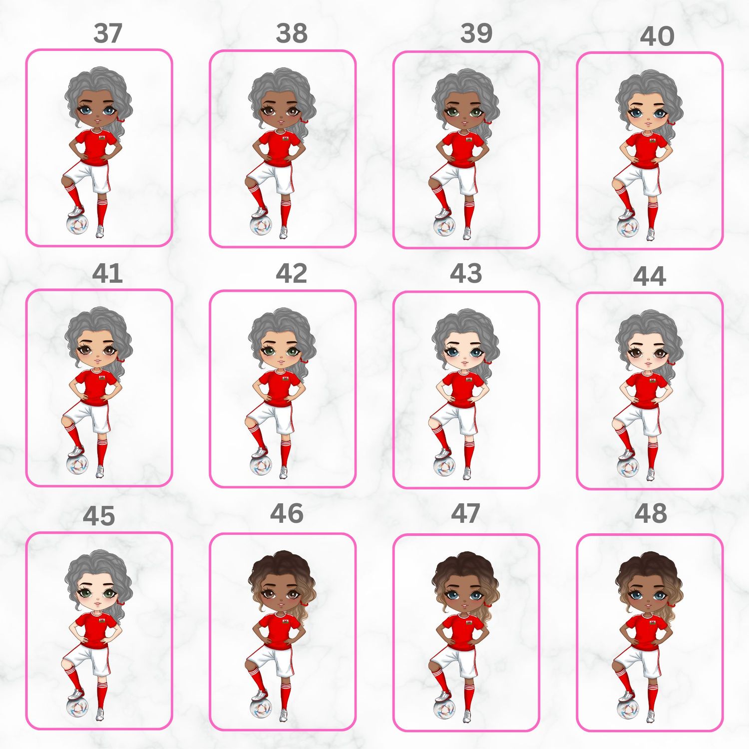 Football Girl Doll Design 3 UVDTF or DTF Decal