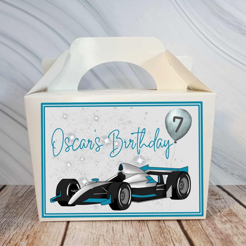 Race Car Birthday Party Box Sticker