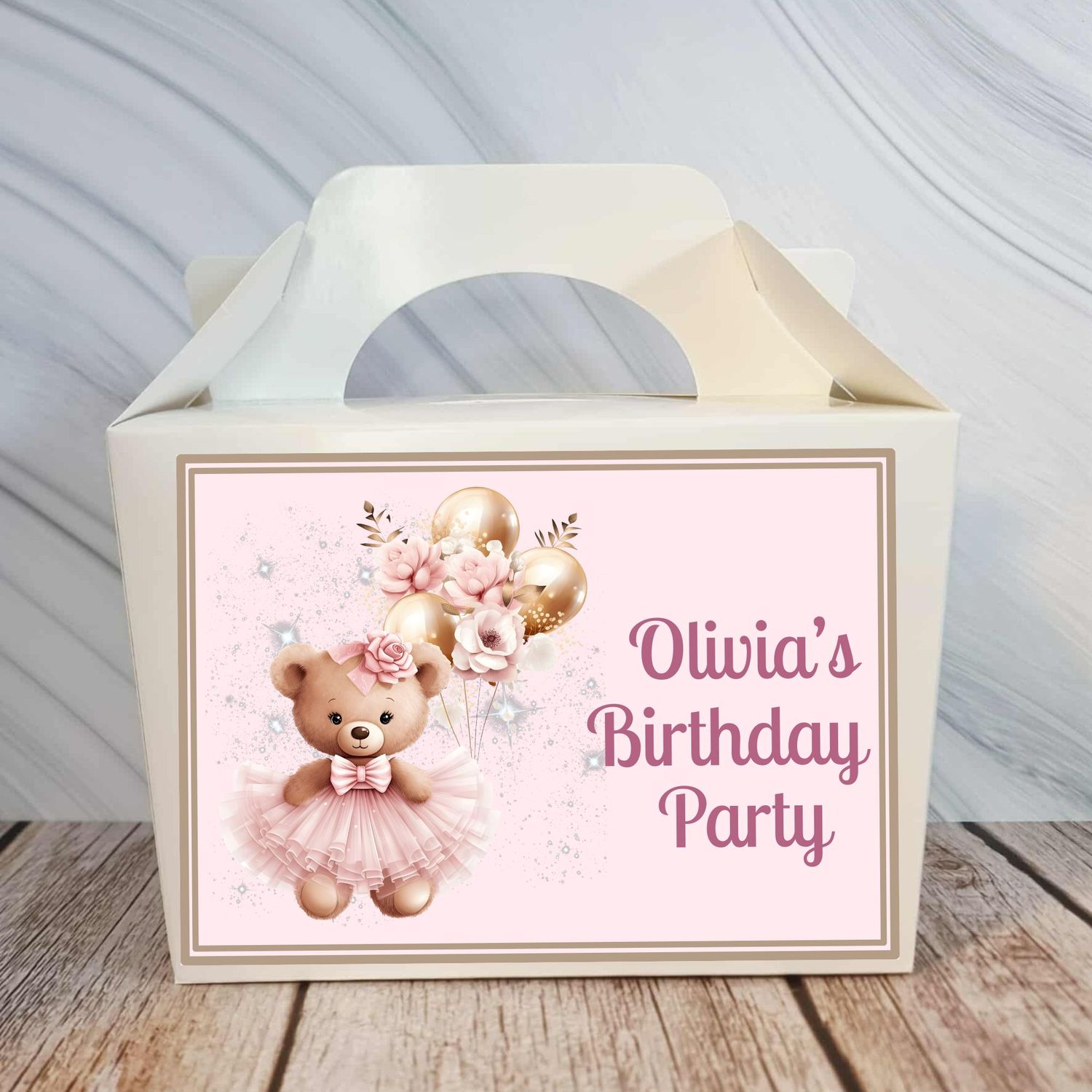 Teddy Princess Birthday Party Box Sticker