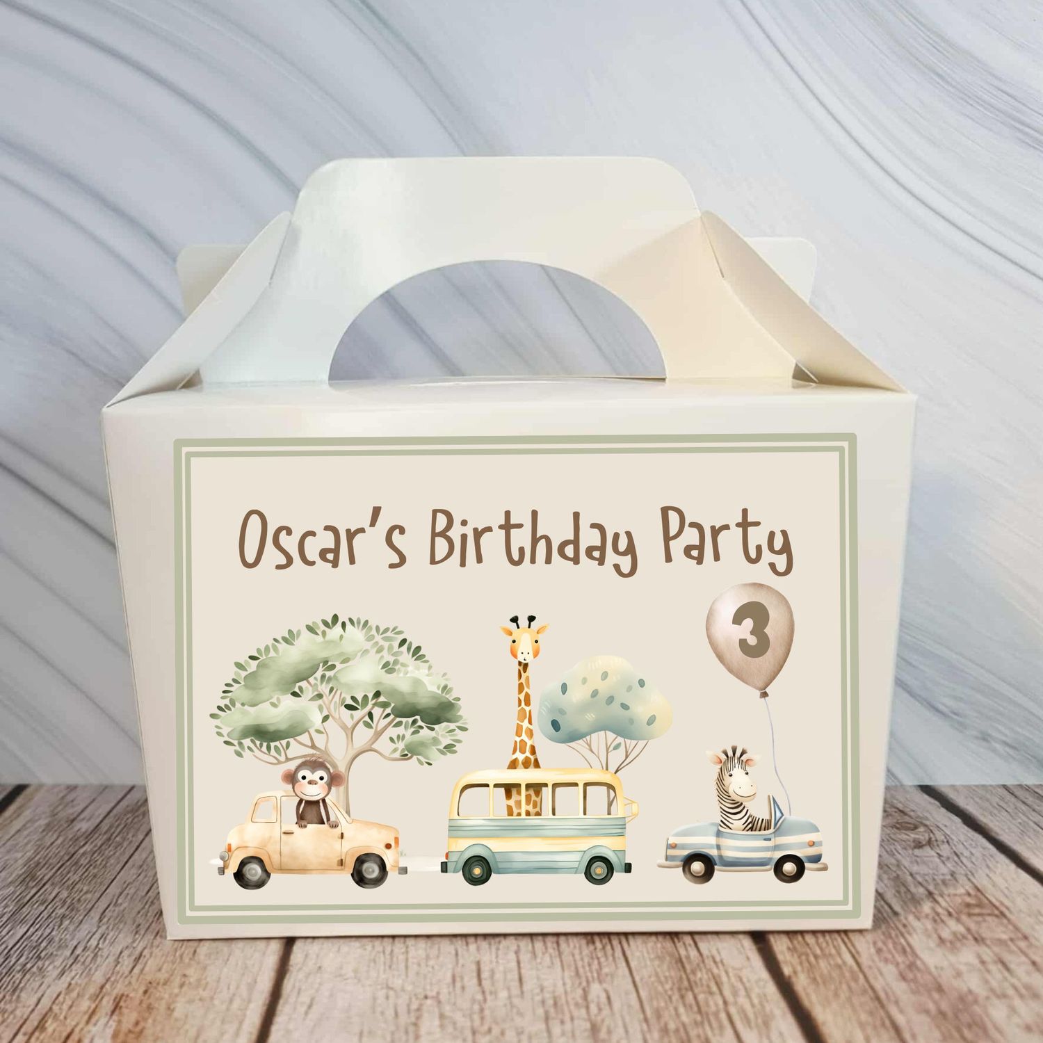 Safari Animals Birthday Party Box Sticker