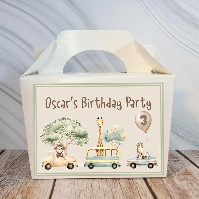 Safari Animals Birthday Party Box Sticker