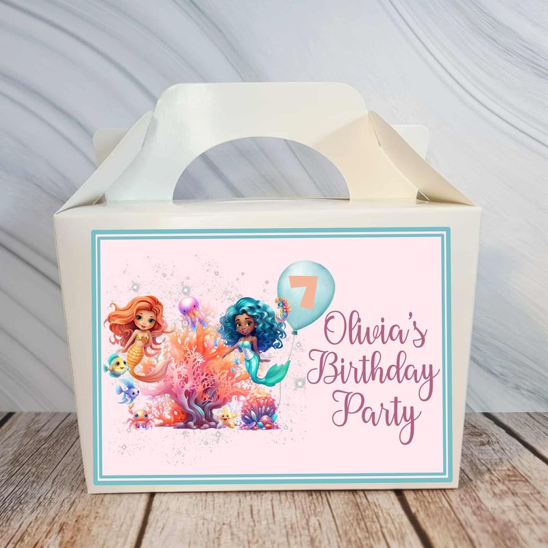Mermaid Under The Sea Birthday Party Box Sticker