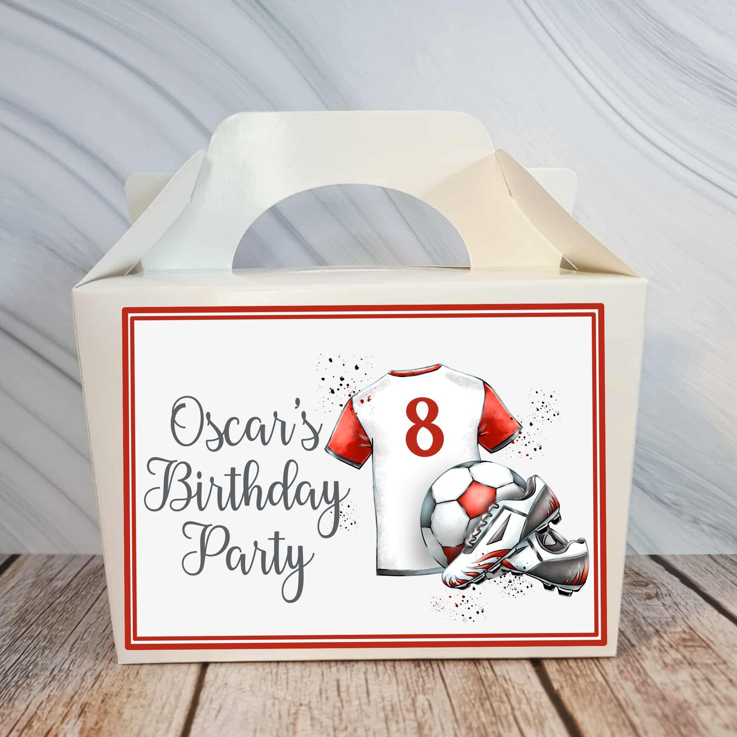 Football Red Birthday Party Box Sticker