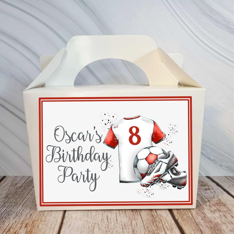 Football Red Birthday Party Box Sticker
