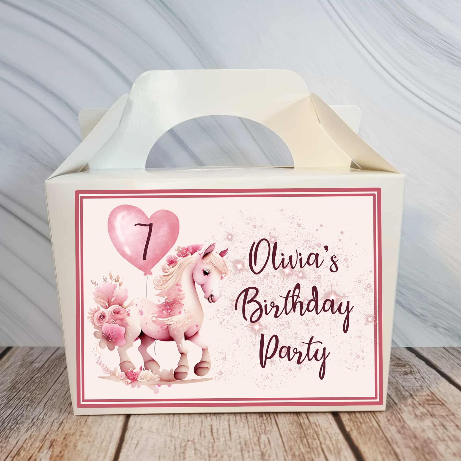 Rocking Horse Birthday Party Box Sticker
