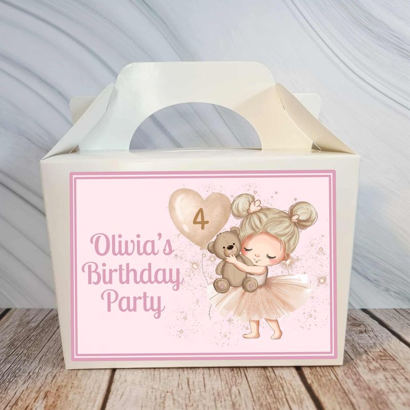 Teddy Girl Birthday Party Box Sticker