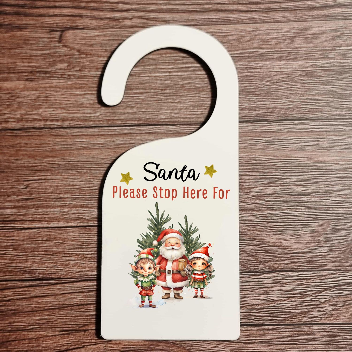 Santa Stop Here Design 3 Door Hanger UVDTF Decal