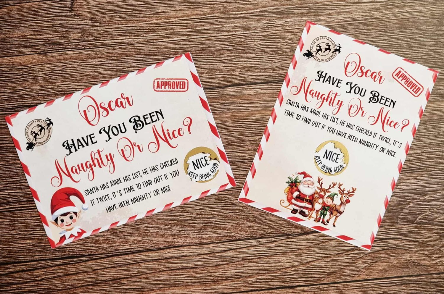 Personalised Naughty Or Nice Elf Scratchcard