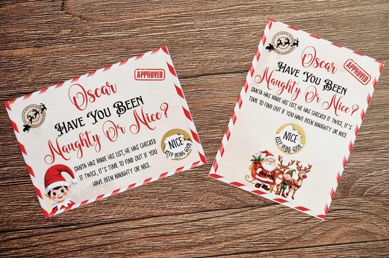 Personalised Naughty Or Nice Santa Scratchcard