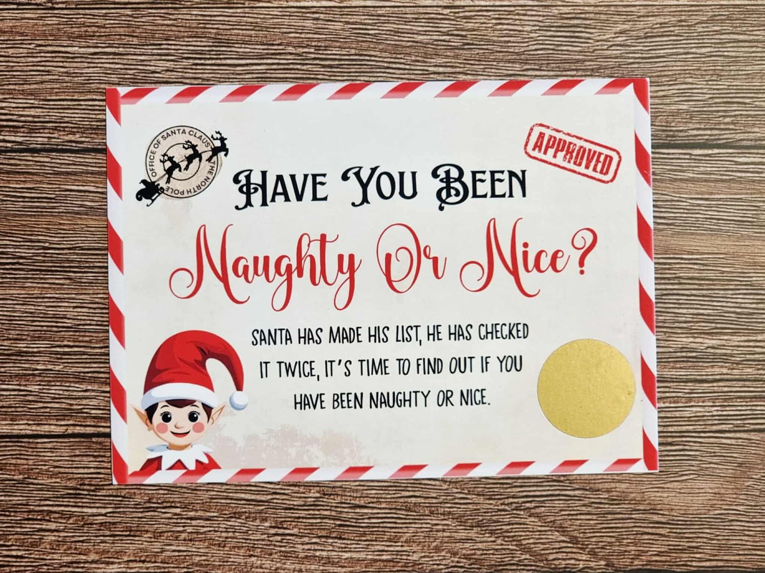 Naughty Or Nice Elf Scratchcard