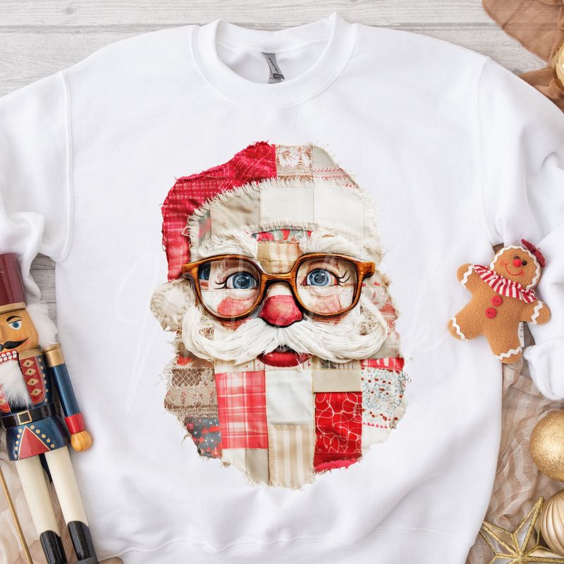 Patchwork Santa Effect DTF Decal