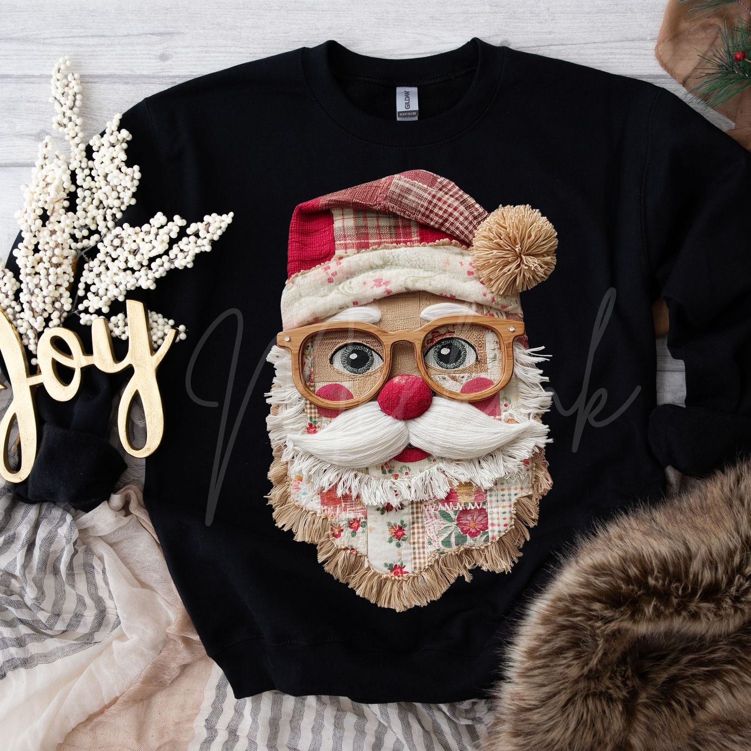Patchwork Santa Effect Design 2 DTF Decal