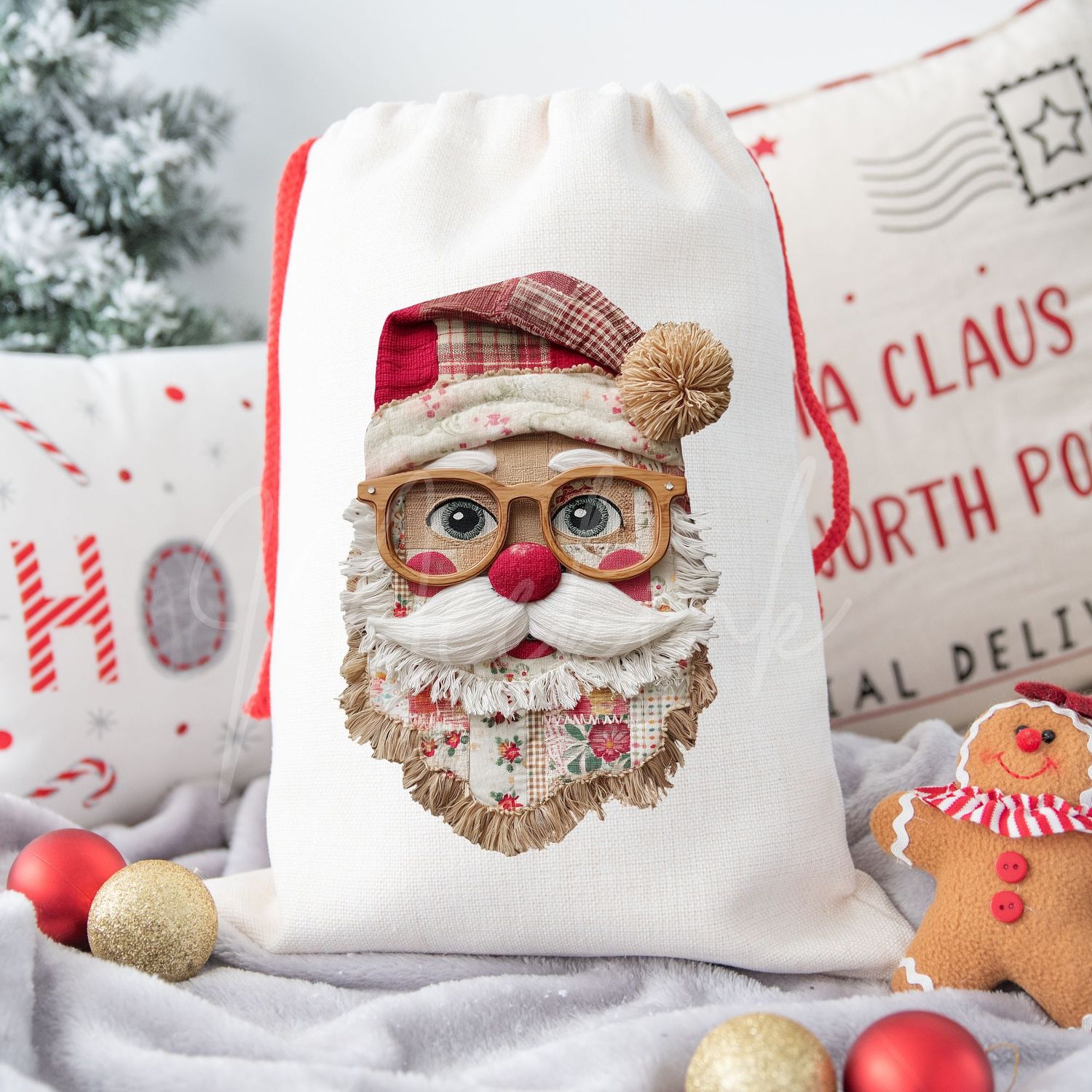 Patchwork Santa Effect Design 2 DTF Decal