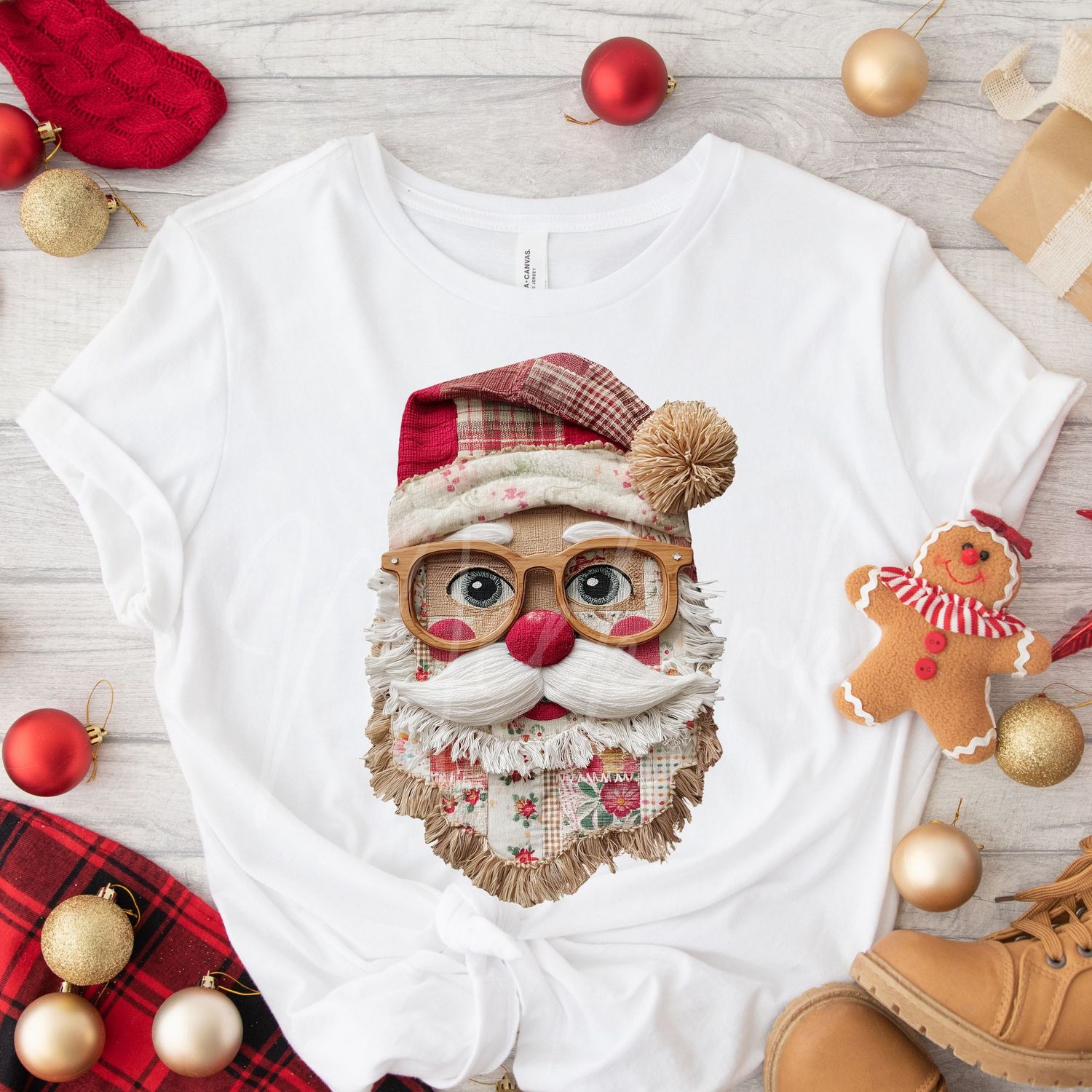 Patchwork Santa Effect Design 2 DTF Decal